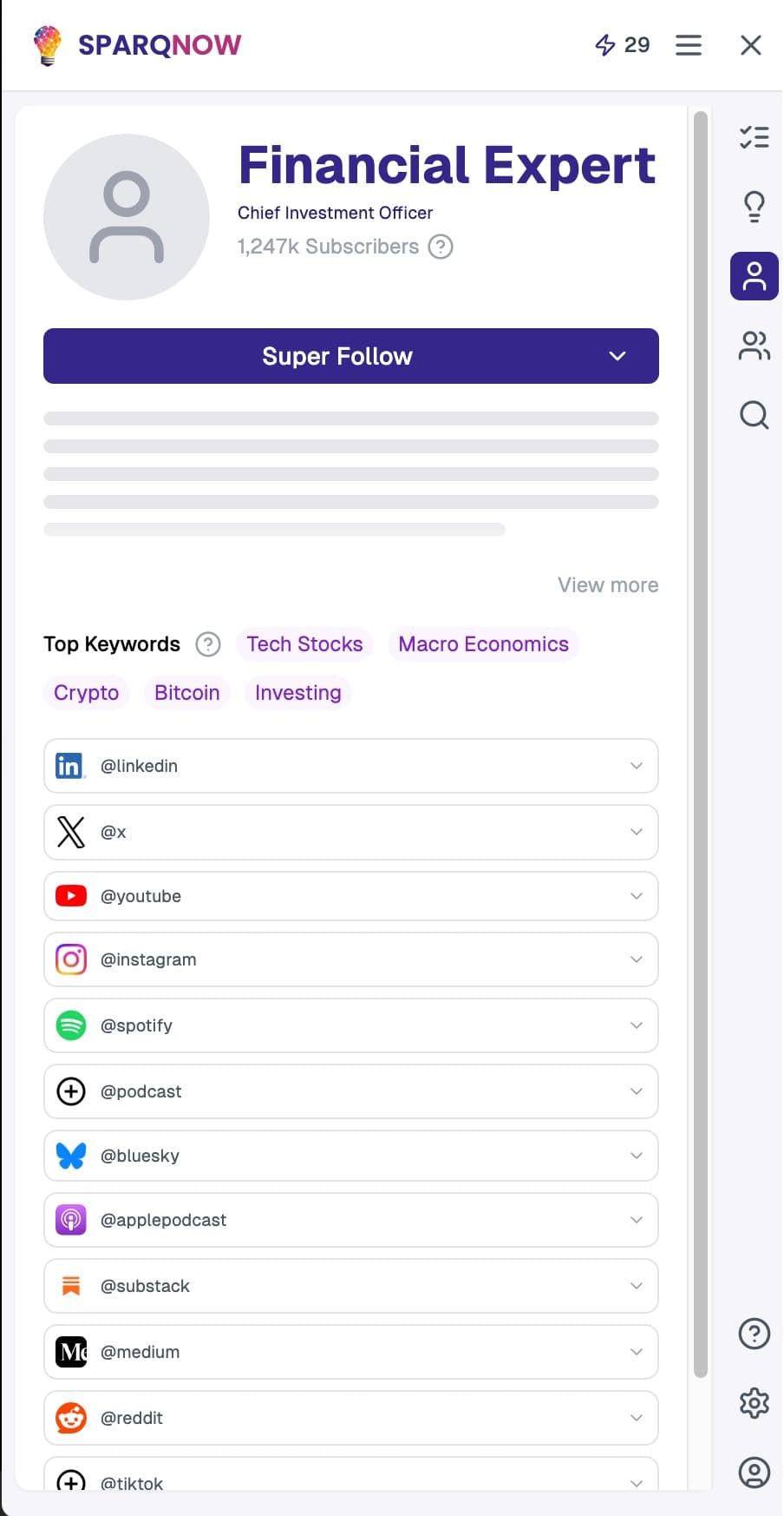 Expert Profile Feature