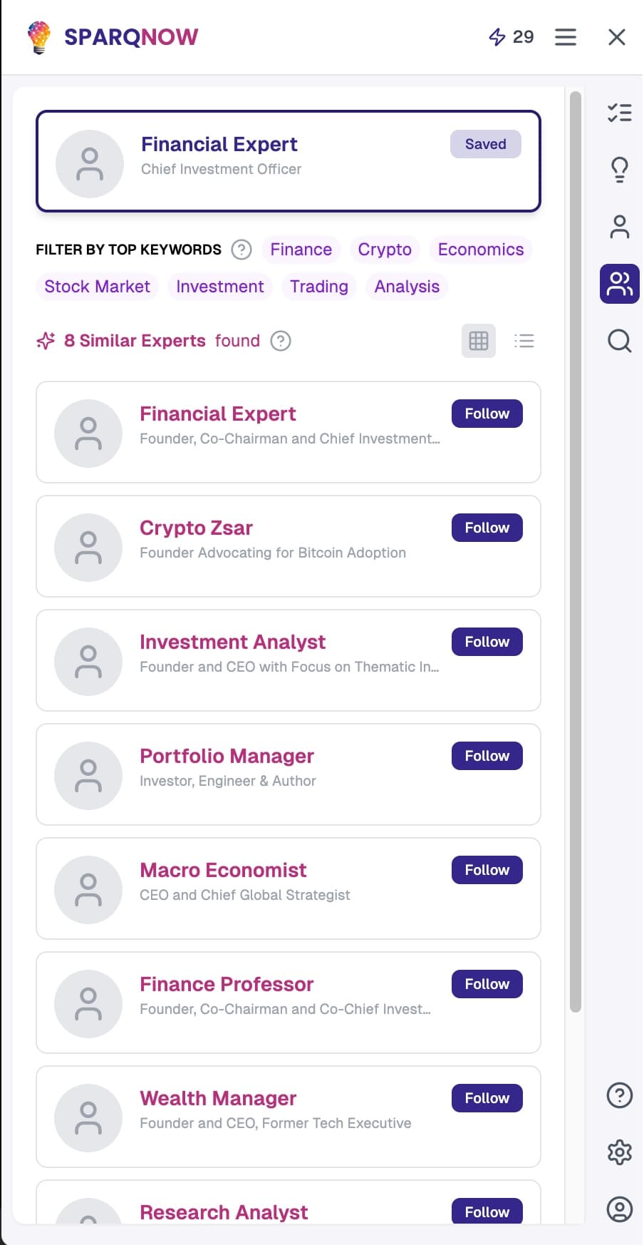 Similar Experts Feature